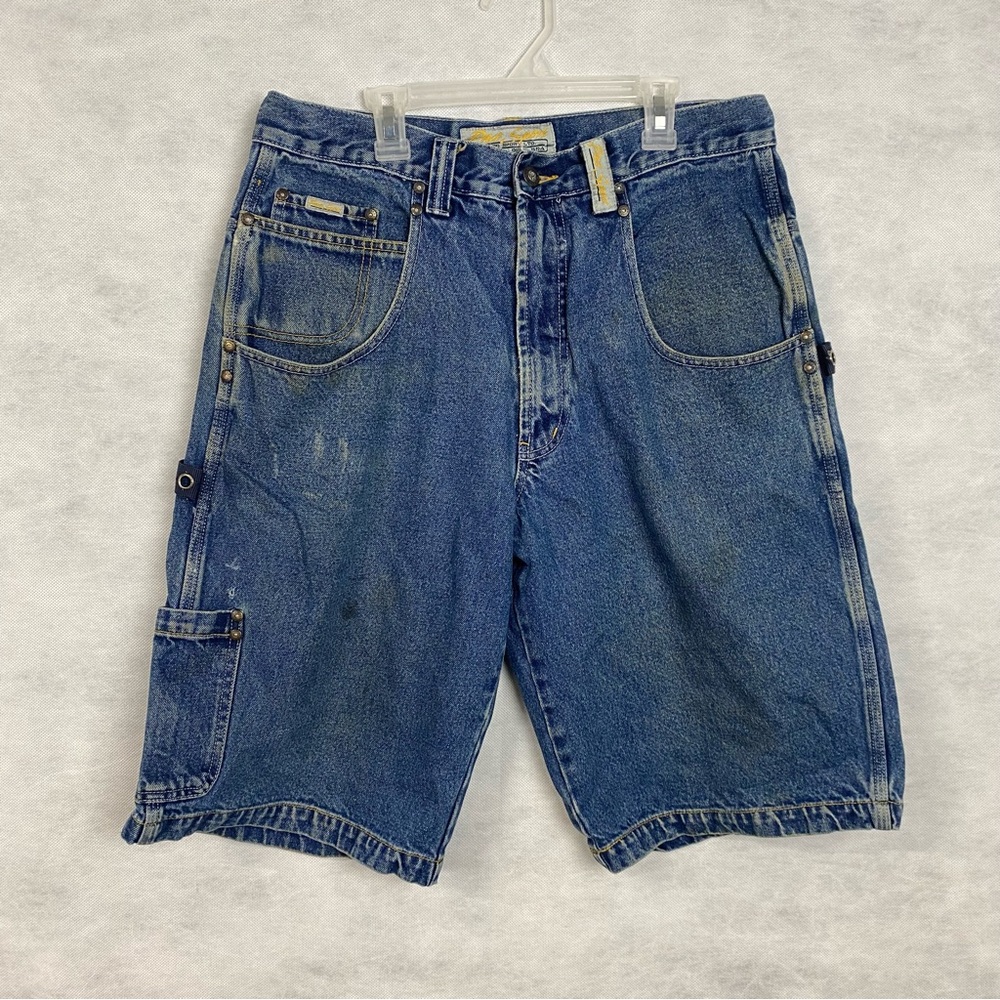 Vintage Paco Sport Shorts Mens 33 Blue Denim Jorts Hip Hop Y2K 90s Stained